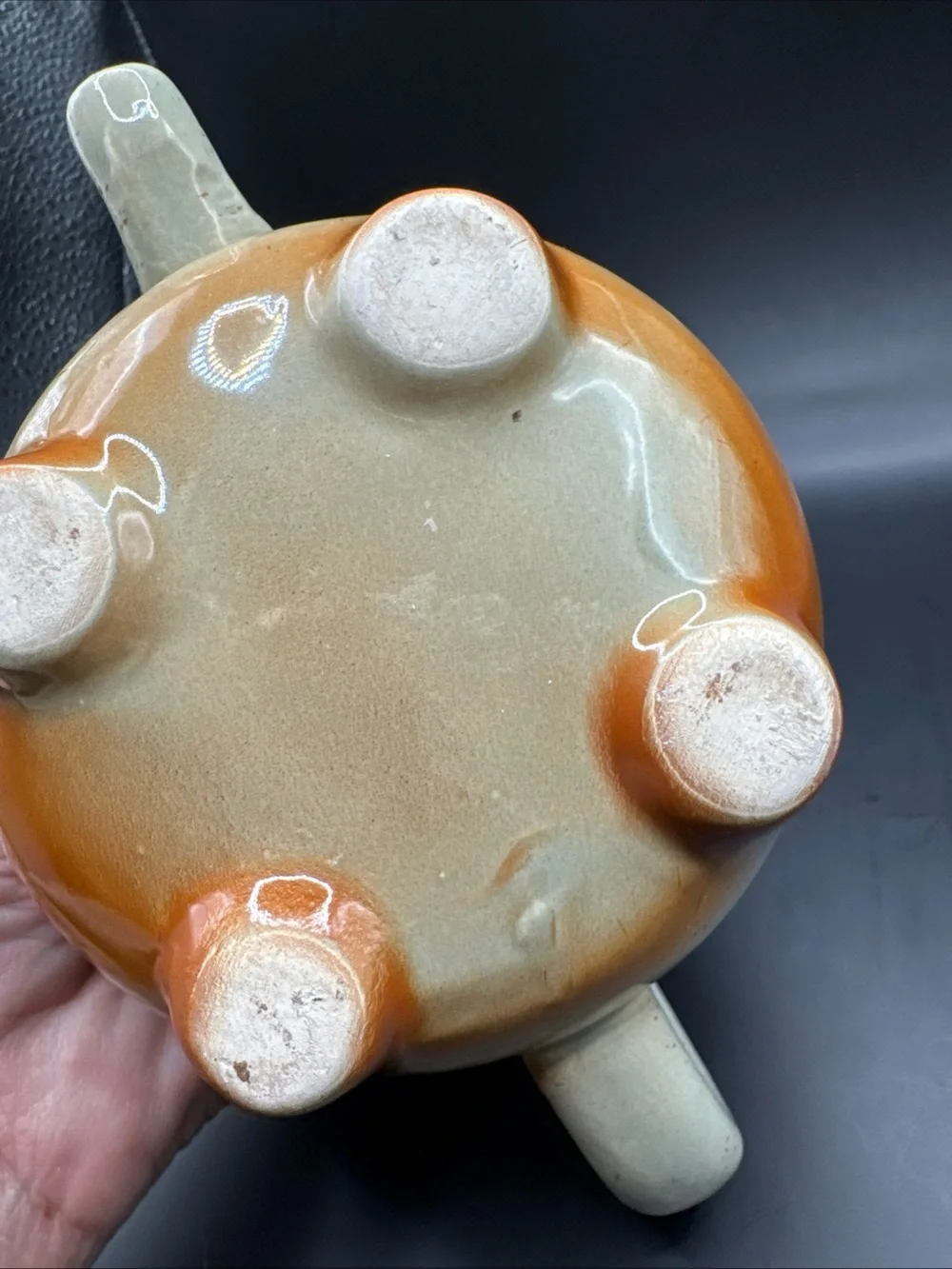Elephant Mug with Tea Bag Holder, 15 oz, tanish With Orange Specks